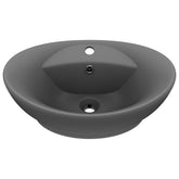 Ylellinen Pesuallas Ovaali Matta Tummaharmaa 58,5X39 Cm Keraami